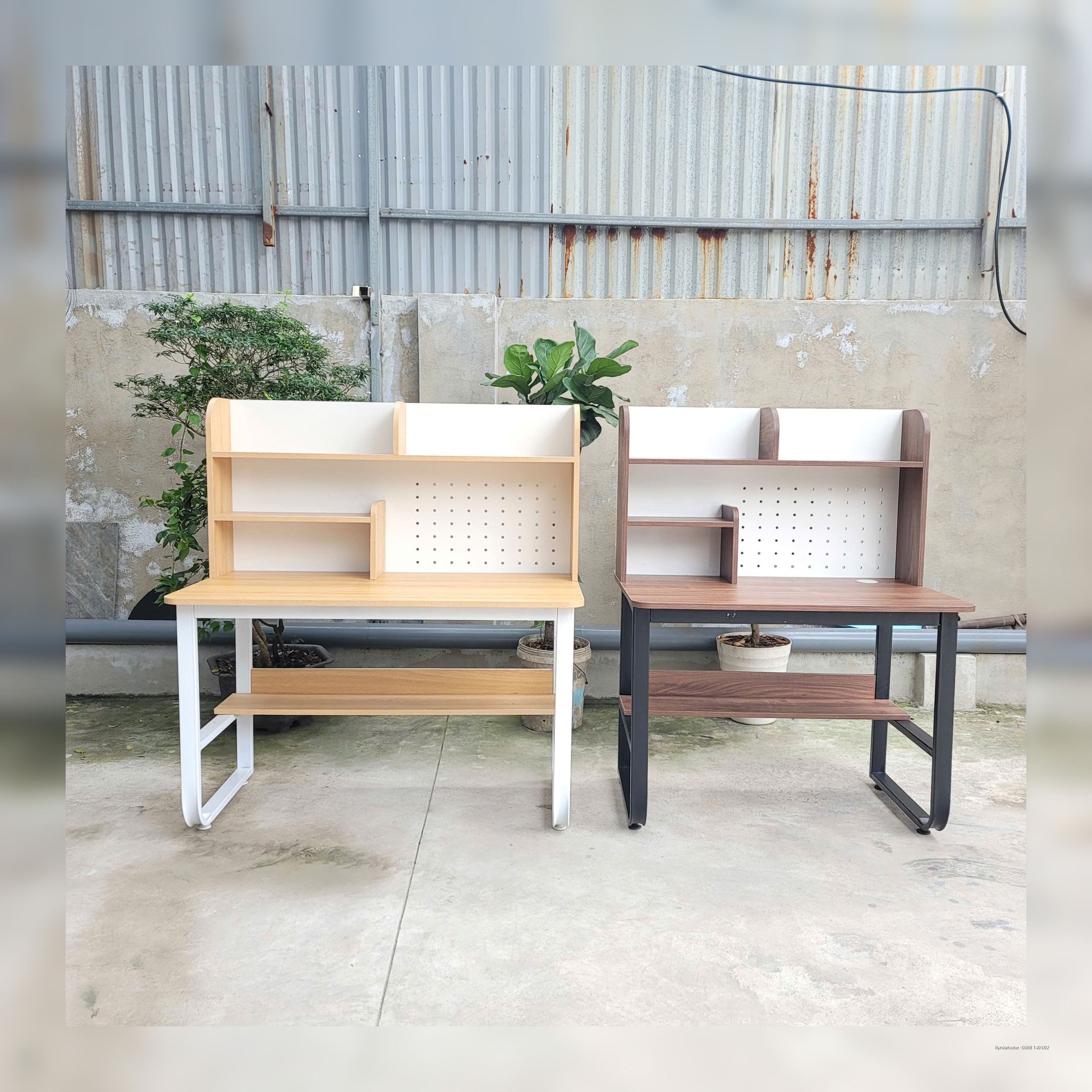 Bàn Học + Bàn Làm Việc 1m Giá Sách Cao Đục Lỗ