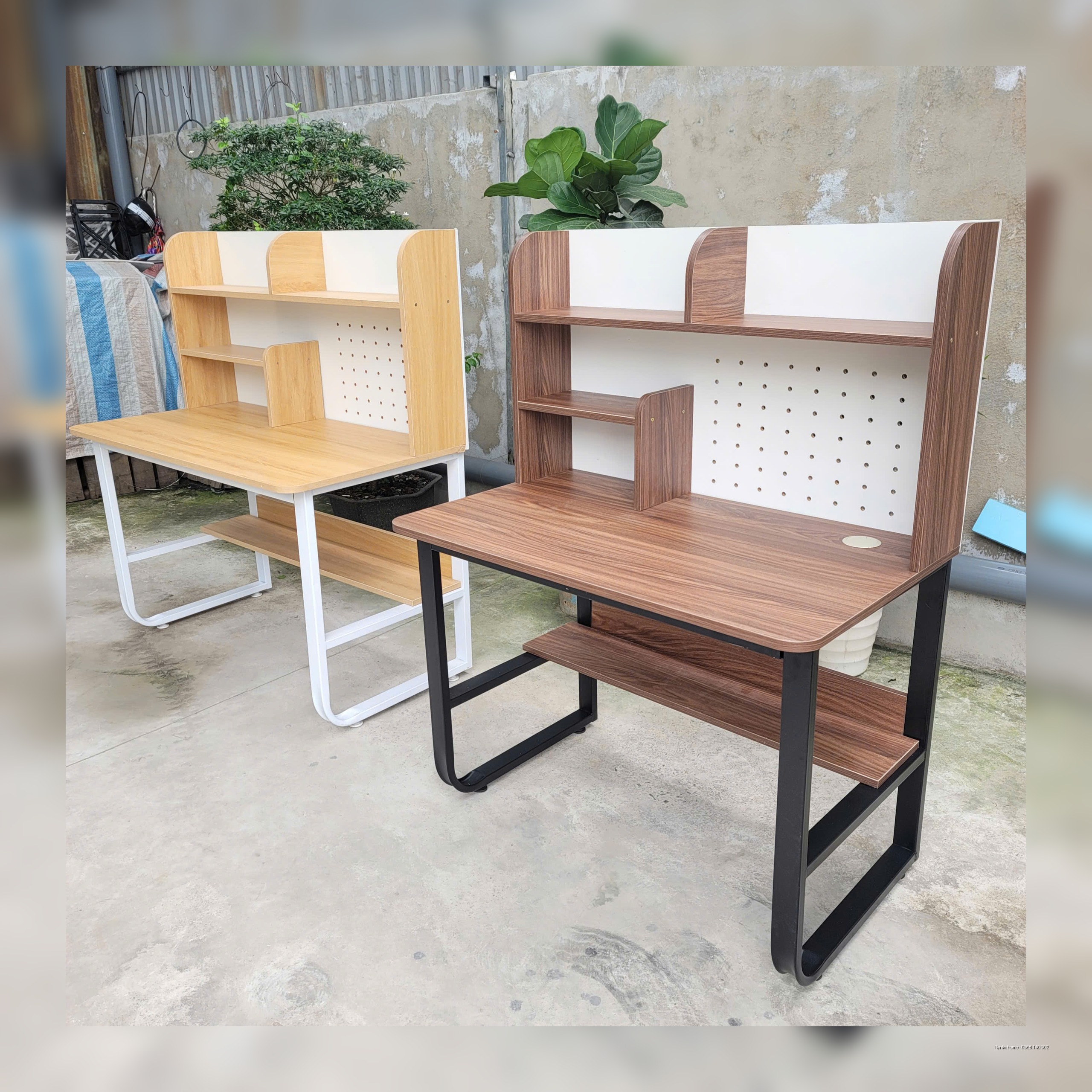 Bàn Học + Bàn Làm Việc 1m Giá Sách Cao Đục Lỗ