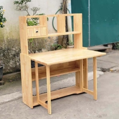 Bàn học sinh liền giá sách, Có thể xếp gọn mặt bàn, Gỗ cao su tự nhiên - Trang 1