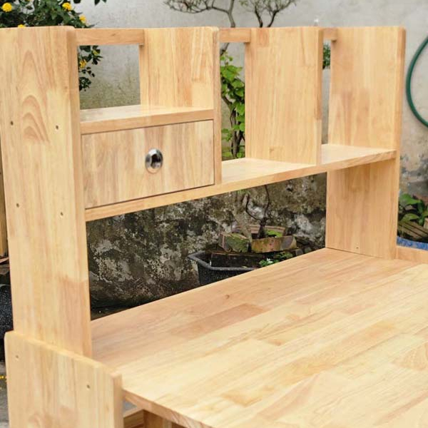 Bàn học sinh liền giá sách, Có thể xếp gọn mặt bàn, Gỗ cao su tự nhiên - Trang 1