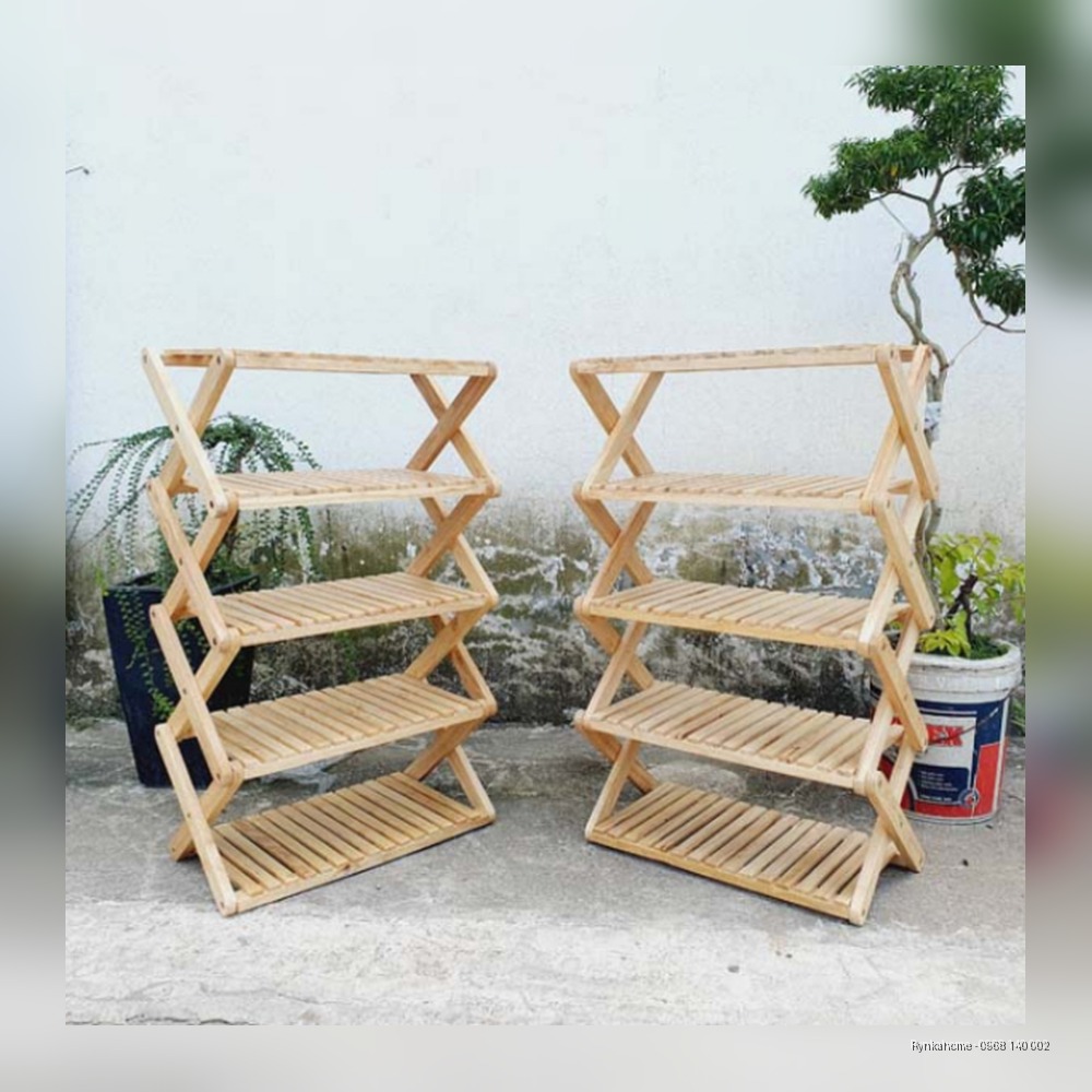 Kệ Giày Dép Hồi X, Cao 2 Đến 5 Tầng, Gỗ Tự Nhiên, Tháo Ráp Nhanh - Trang 1